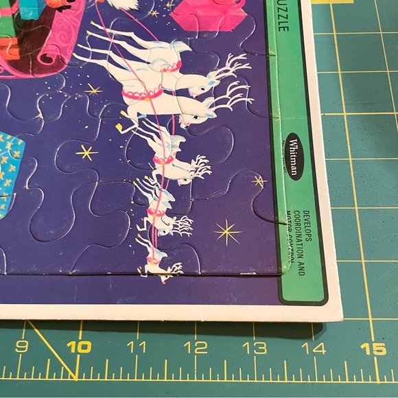 Vintage Christmas Frame Tray Puzzle Santa Reindeer Western Publishing MCM #4424 - Picture 15 of 16